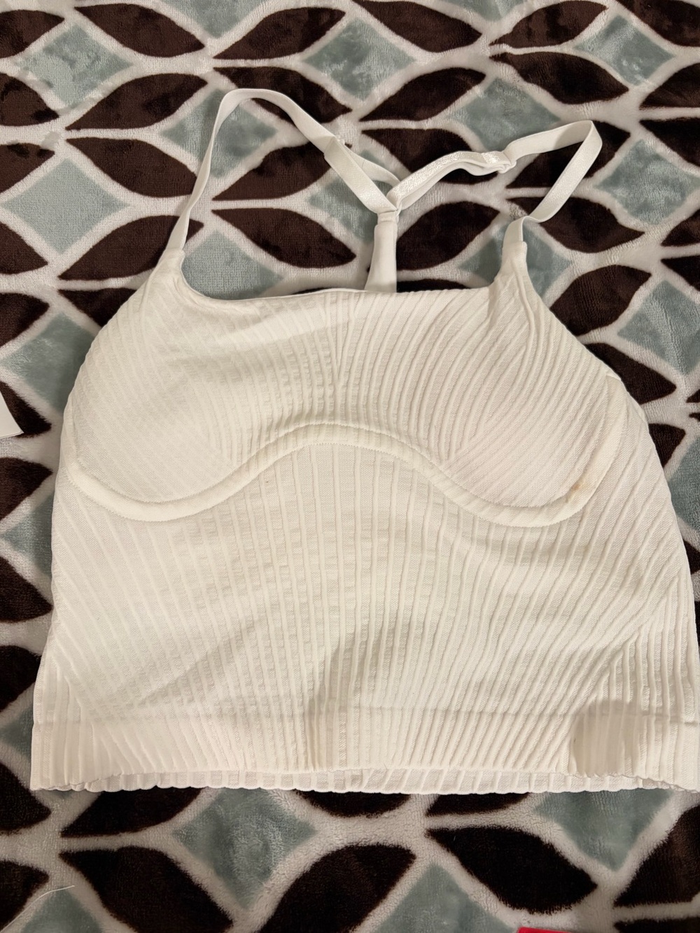 Lululemon White Ribbed Corset Crop Top